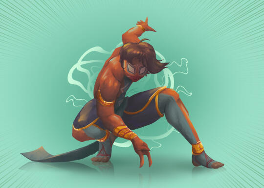 Pavitr Prabhakar, AKA "Indian Spider-Man" striking a pose